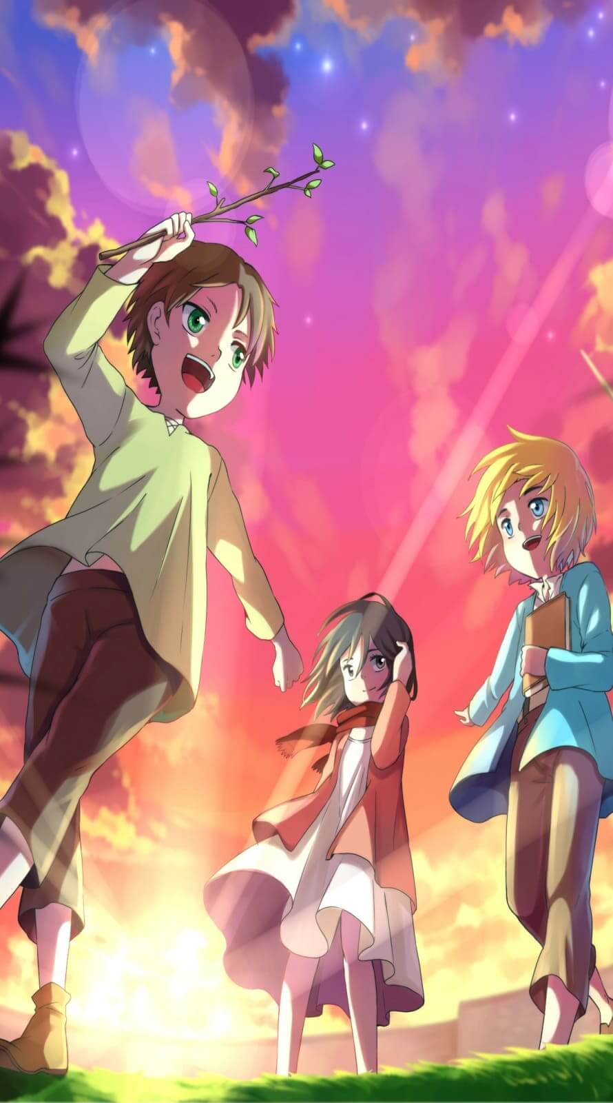 4K Eren Mikasa and Armin attack ontitan anime wallpaper shingeki no kyojin aot season 4