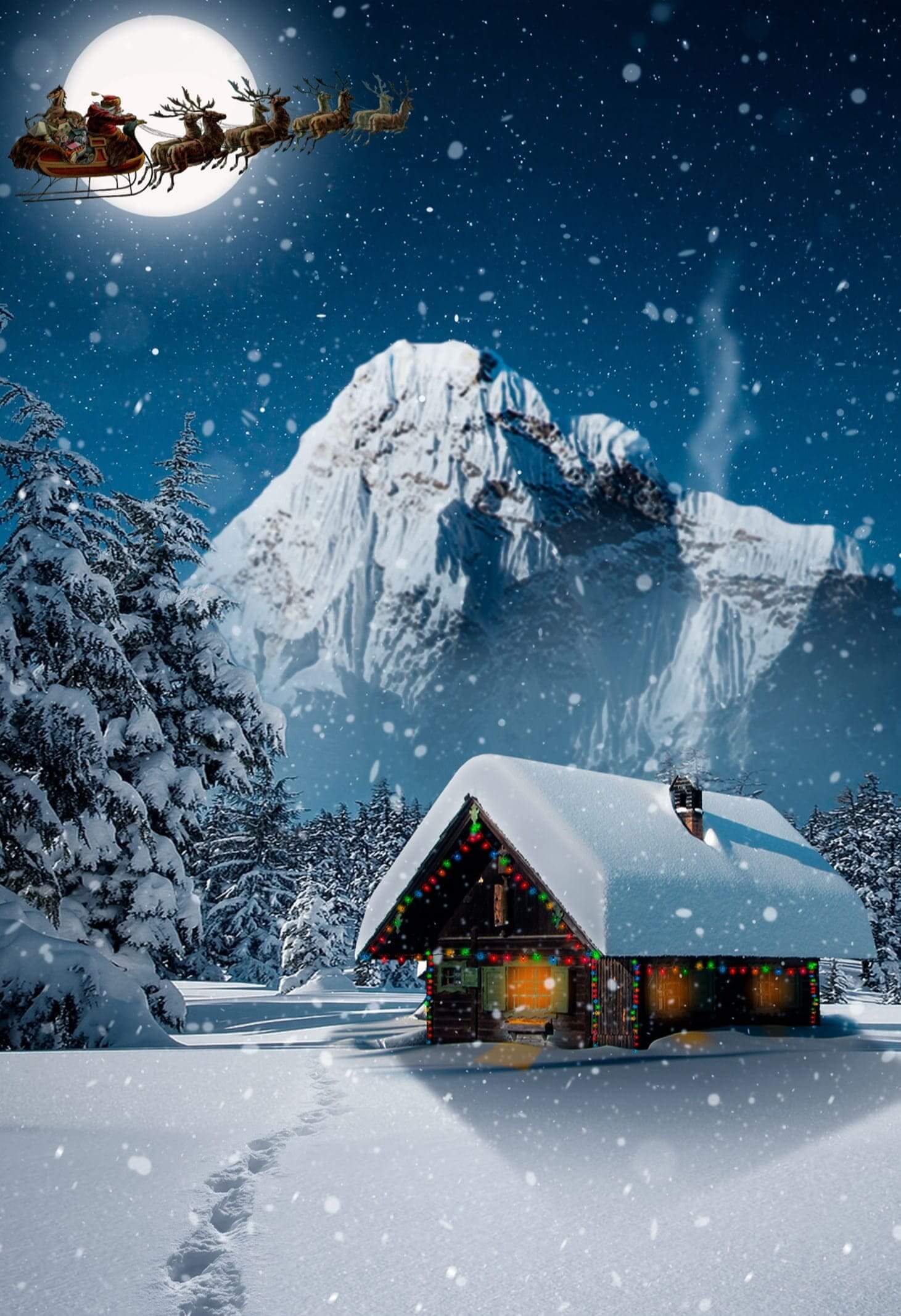 Christmas Winter 4K Holidays Landscape Night Design Fantasy christmas cards