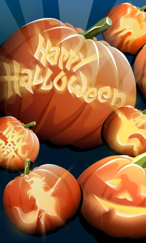 Fondo de pantalla HD Calabazas de Halloween feliz cartel de noche de miedo de Halloween.