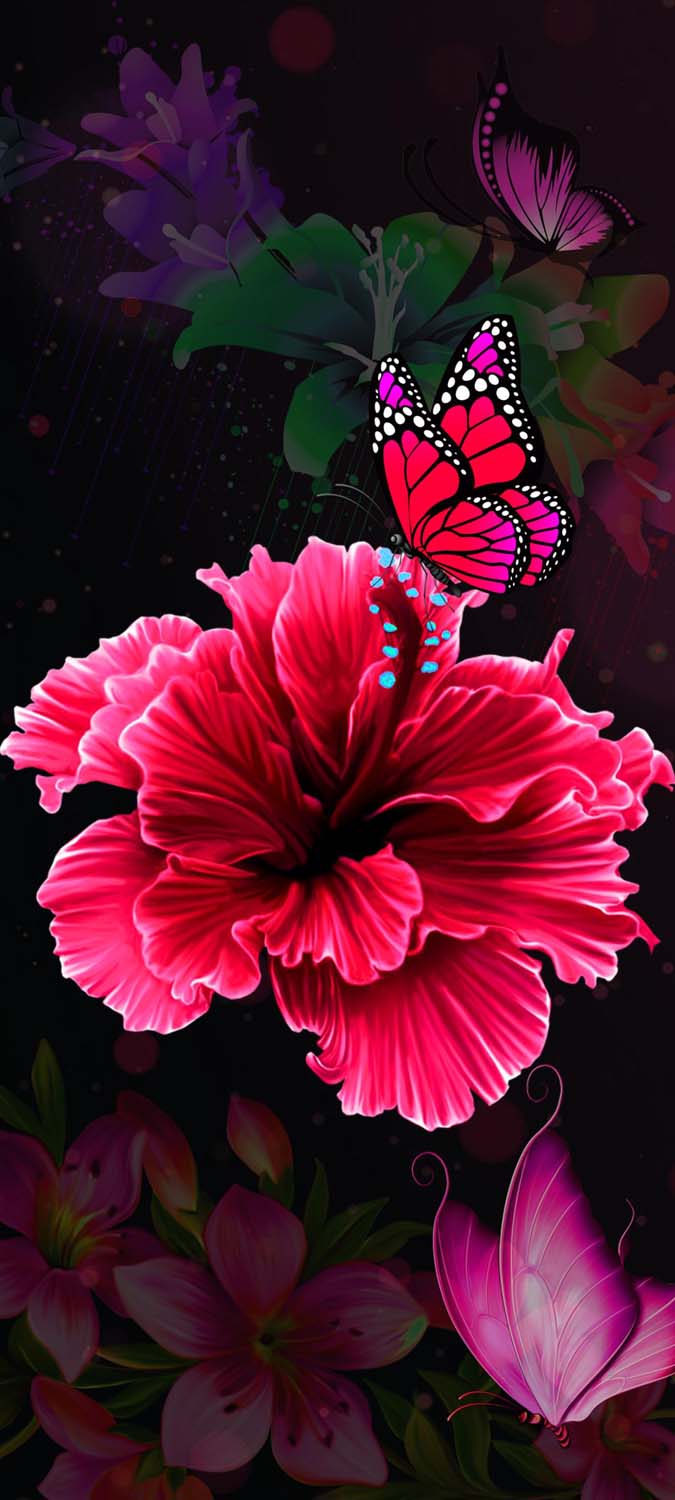 Papel de parede de borboleta em flor para iPhone HD