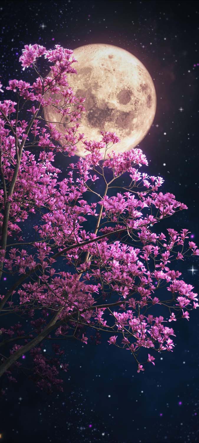 Papel de parede do iPhone da Sakura Tree Moon HD