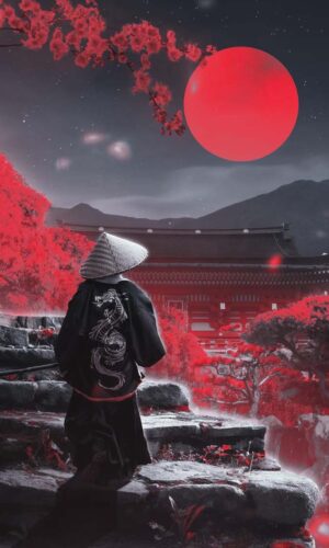 samurai luna iphone fondo de pantalla hd