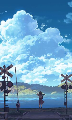Ciel nuageux Anime Girl IPhone Fond decran HD