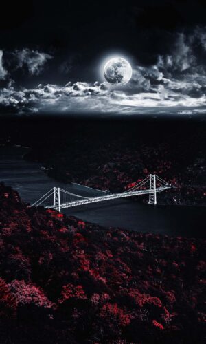 pont de la riviere et lune iphone fond decran hd