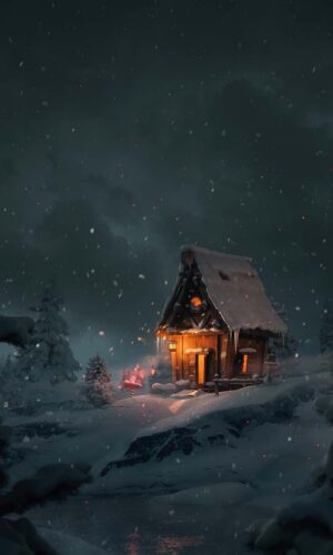 Snow Fall Wood Cabin IPhone fond decran HD