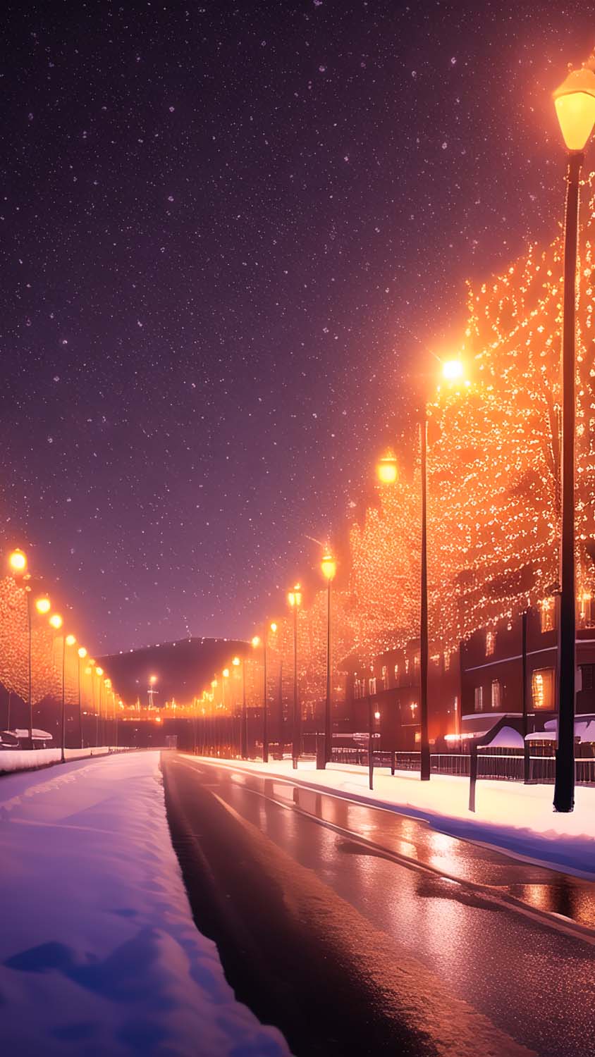 Snow Night Road Lights IPhone Fond decran HD