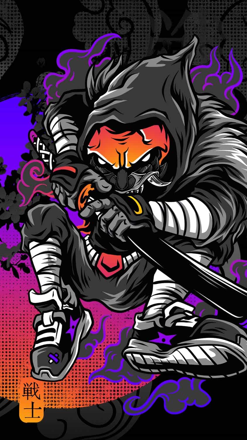Cyberpunk Monstre Ninja IPhone Fond decran HD