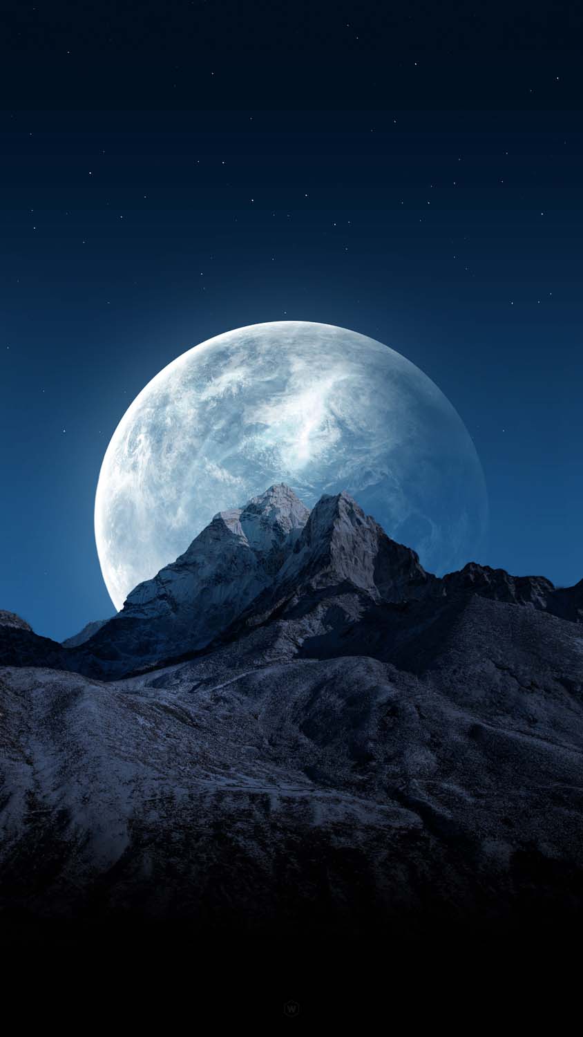 Lune derriere la montagne IPhone Fond decran HD
