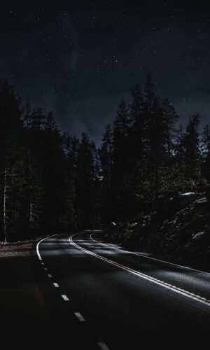 Fond decran HD diPhone de route forestiere de nuit