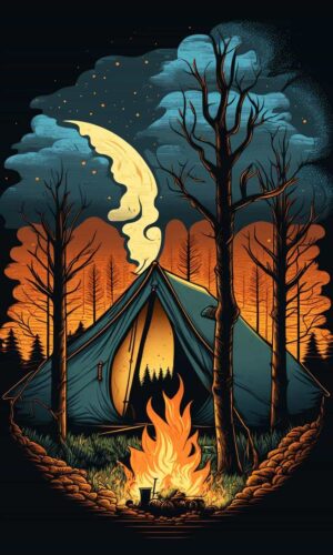 Camping et feu de joie IPhone Fond decran HD