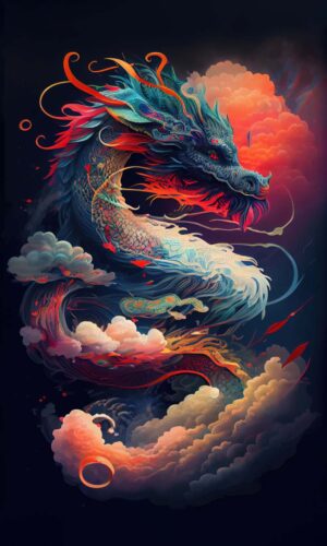 Dragon dans les nuages ​​IPhone Fond decran HD