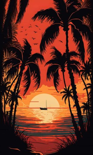 Palm Beach coucher de soleil iPhone fond decran HD
