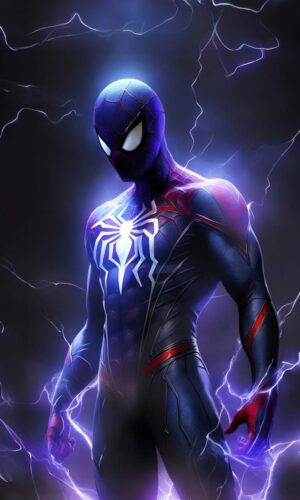 Electrifying Spidey iPhone Wallpaper 4K