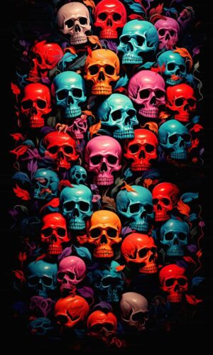 Halloween Skulls iPhone Wallpaper 4K