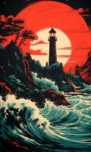 Lighthouse Art iPhone Wallpaper 4K