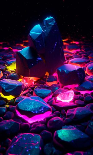 Neon Stones iPhone Wallpaper 4K