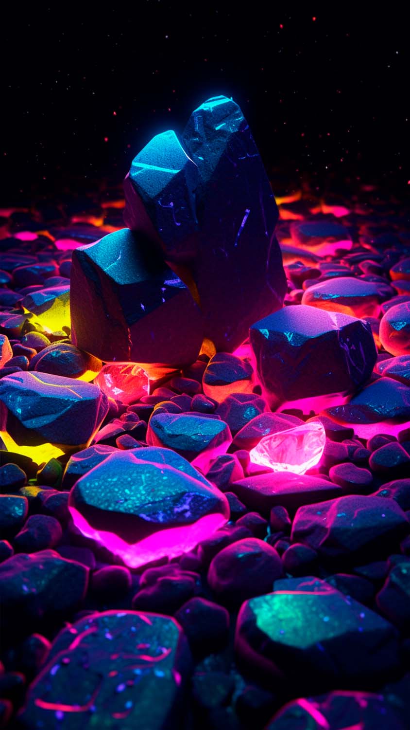 Neon Stones iPhone Wallpaper 4K