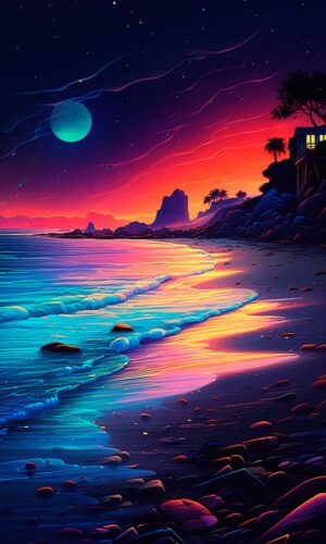 Night Beach iPhone Wallpaper 4K