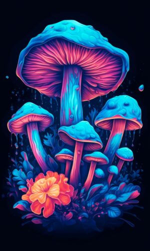 OLED Mushrooms iPhone Wallpaper 4K