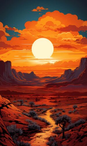 Sunset in Desert Canyons iPhone Wallpaper 4K