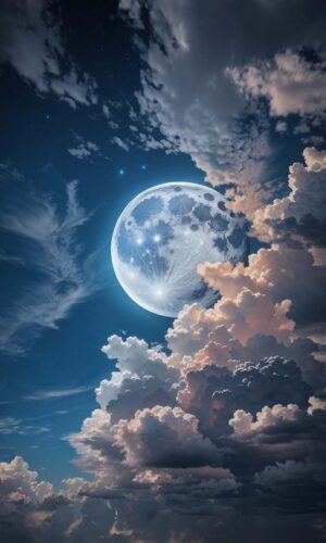 Cloudy Moon iPhone Wallpaper 4K