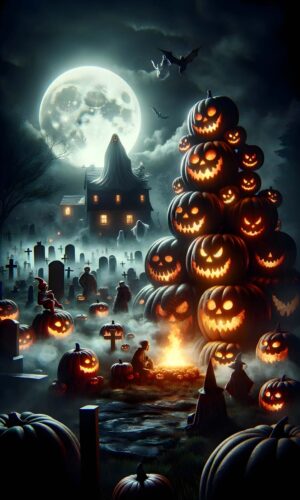 Halloween Ghost House iPhone Wallpaper 4K