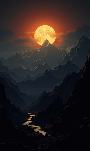 Moon Rise in Mountains iPhone Wallpaper 4K