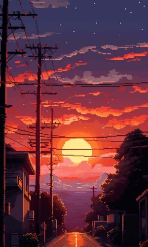 Pixel Sunset iPhone Wallpaper 4K