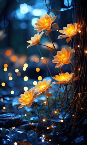 Glowing Flowers iPhone Wallpaper 4K