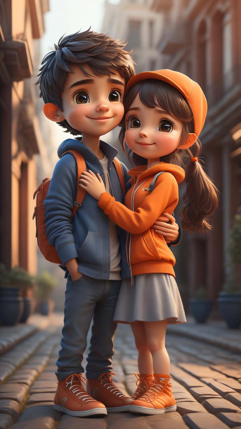 Little Couple iPhone Wallpaper 4K