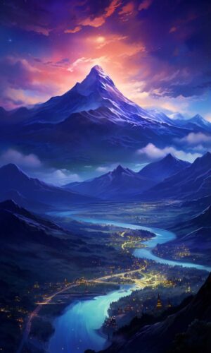 Mountain Valley City iPhone Wallpaper