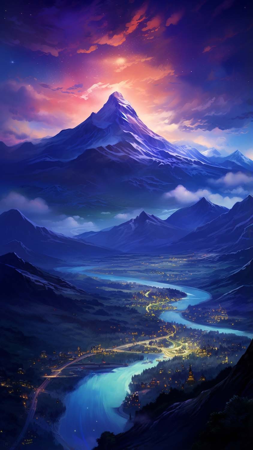 Mountain Valley City iPhone Wallpaper