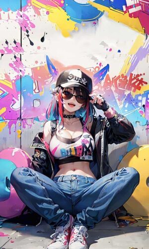 Graffiti Girl Anime iPhone Wallpapers