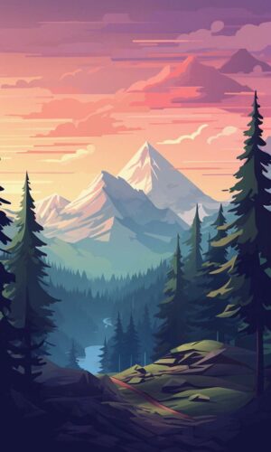Minimal Forest Landscape iPhone Wallpapers