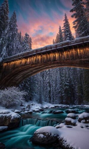 Snow Forest Bridge iPhone Wallpaper iPhone Wallpapers