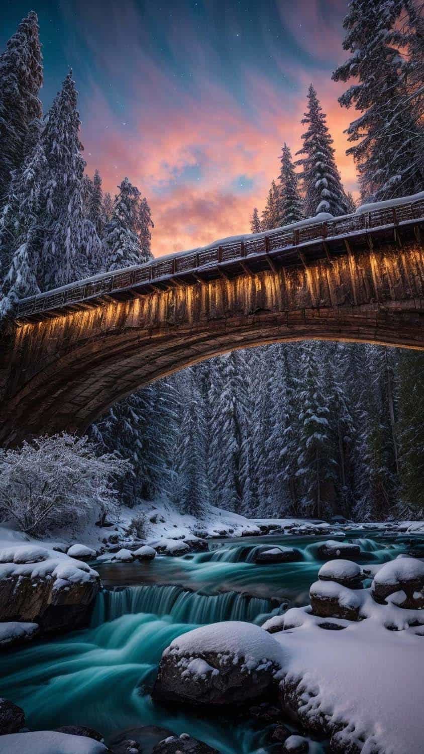 Snow Forest Bridge iPhone Wallpaper iPhone Wallpapers