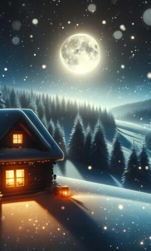 Winter Night Moon iPhone Wallpaper