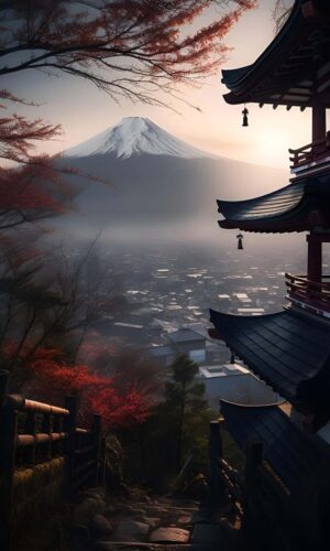 Fuji Temple iPhone Wallpaper HD