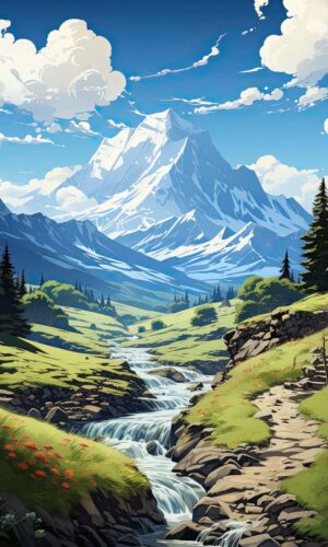 Landscape Mountain Little River iPhone Wallpaper