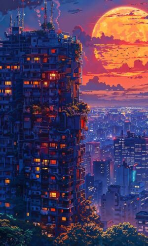 Cyber Tower By midmindarts iPhone Wallpaper HD