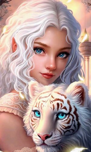 Girl with Tiger iPhone Wallpaper HD